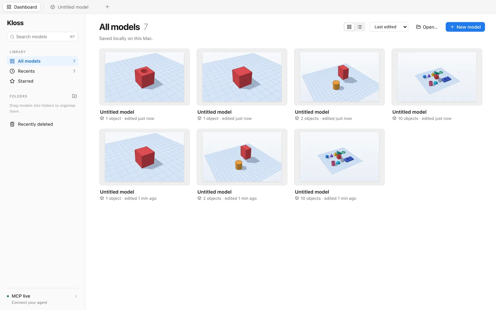The dashboard of models